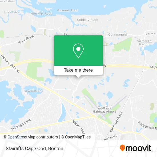 Stairlifts Cape Cod map