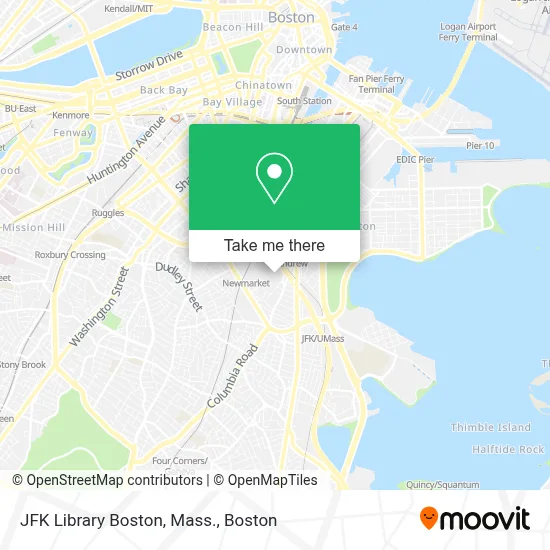 JFK Library Boston, Mass. map