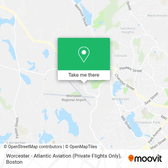 Worcester - Atlantic Aviation (Private Flights Only) map
