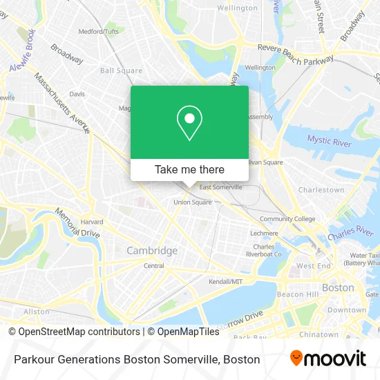 Parkour Generations Boston Somerville map