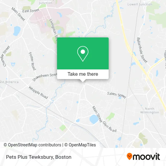 Pets Plus Tewksbury map