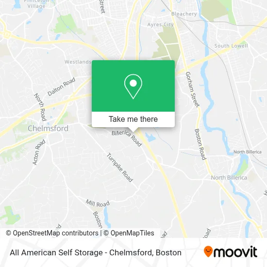 All American Self Storage - Chelmsford map