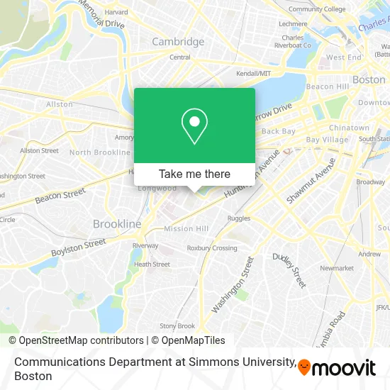 Communications Department at Simmons University map