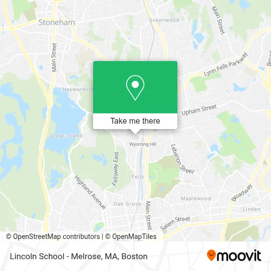 Lincoln School - Melrose, MA map