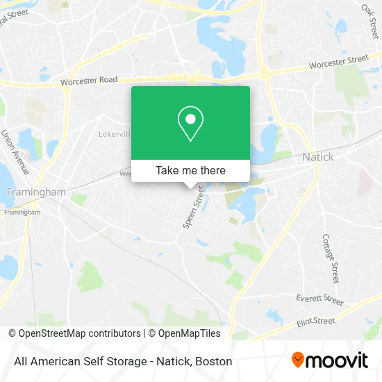 All American Self Storage - Natick map