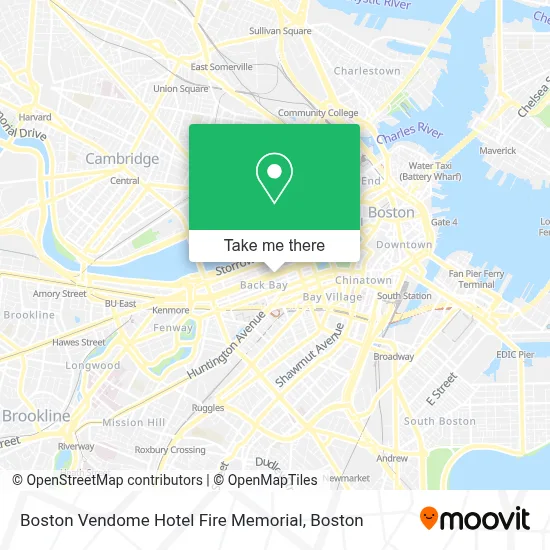 Boston Vendome Hotel Fire Memorial map
