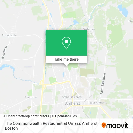 The Commonwealth Restaurant at Umass Amherst map