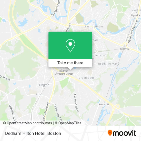 Dedham Hilton Hotel map