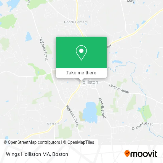 Wings Holliston MA map