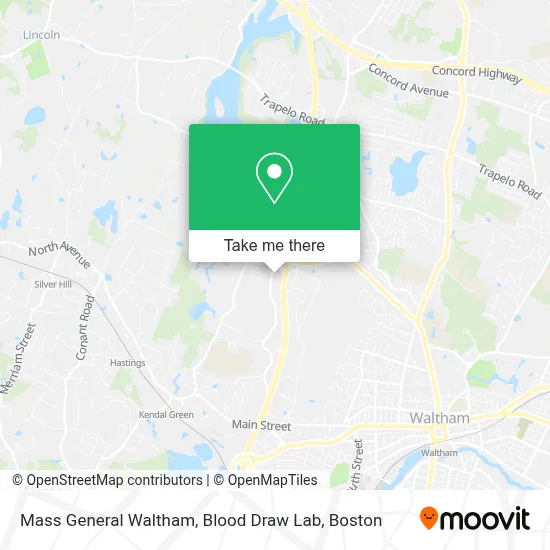 Mass General Waltham, Blood Draw Lab map