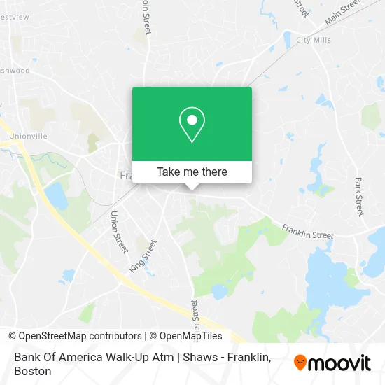 Bank Of America Walk-Up Atm | Shaws - Franklin map