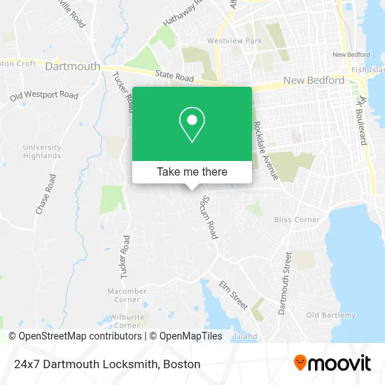 24x7 Dartmouth Locksmith map