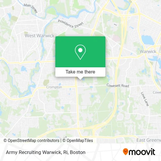 Army Recruiting Warwick, Ri map