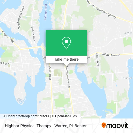 Highbar Physical Therapy - Warren, Ri map