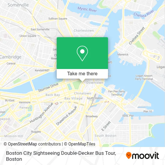 Boston City Sightseeing Double-Decker Bus Tour map