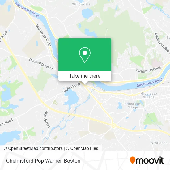 Chelmsford Pop Warner map