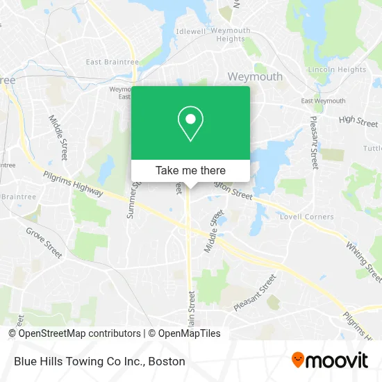 Blue Hills Towing Co Inc. map
