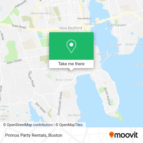 Primos Party Rentals map