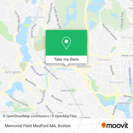 Memorial Field Medford MA map