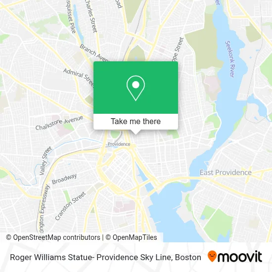 Roger Williams Statue- Providence Sky Line map