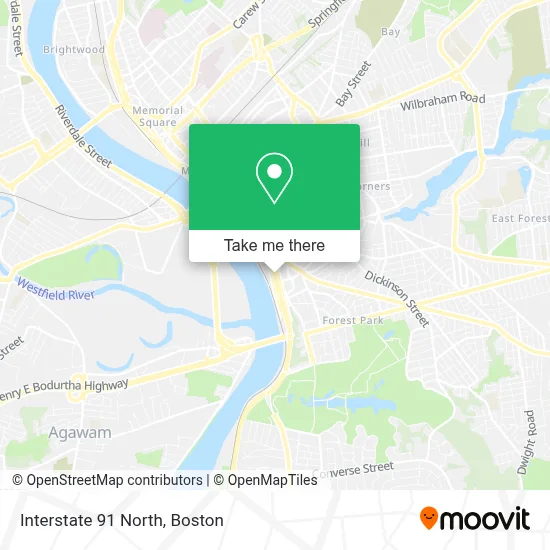 Interstate 91 North map