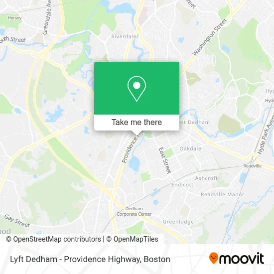 Lyft Dedham - Providence Highway map