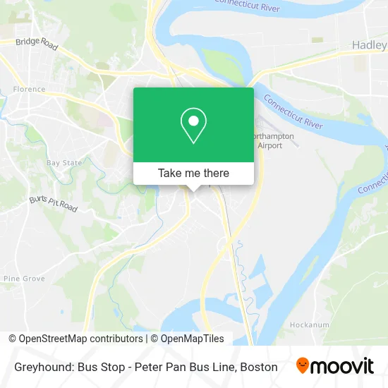 Greyhound: Bus Stop - Peter Pan Bus Line map