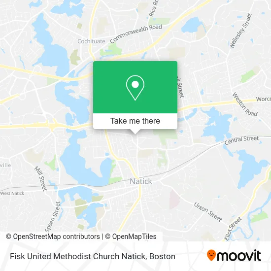 Fisk United Methodist Church Natick map