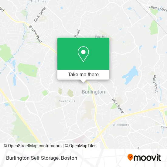 Burlington Self Storage map