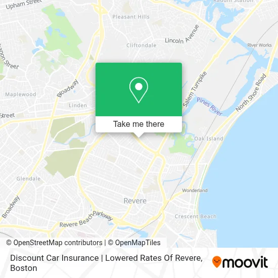 Discount Car Insurance | Lowered Rates Of Revere map