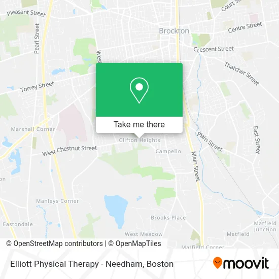 Elliott Physical Therapy - Needham map
