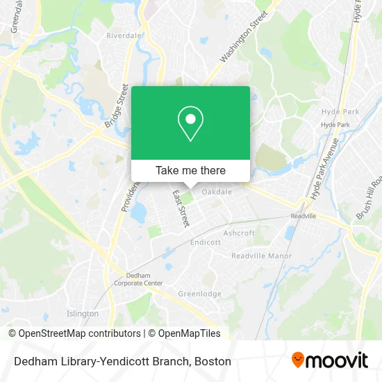 Dedham Library-Yendicott Branch map