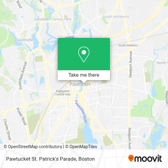 Pawtucket St. Patrick's Parade map