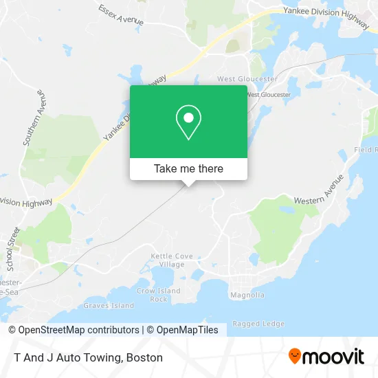 T And J Auto Towing map