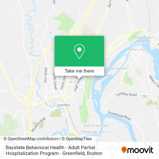 Baystate Behavioral Health - Adult Partial Hospitalization Program - Greenfield map