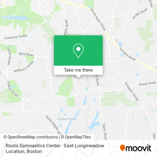 Roots Gymnastics Center - East Longmeadow Location map