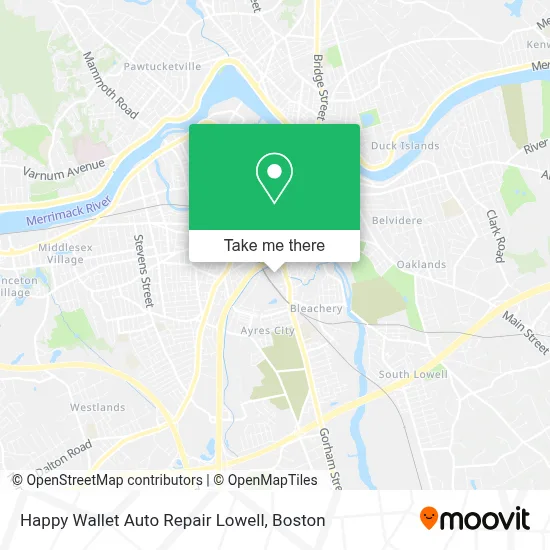 Happy Wallet Auto Repair Lowell map