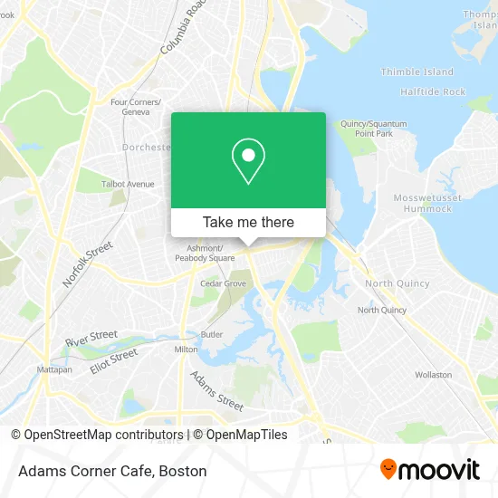 Adams Corner Cafe map