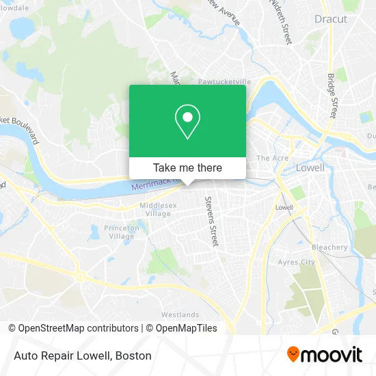 Auto Repair Lowell map