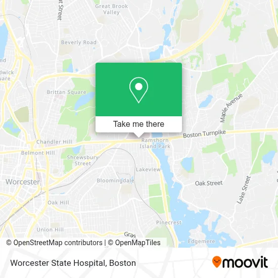 Worcester State Hospital map