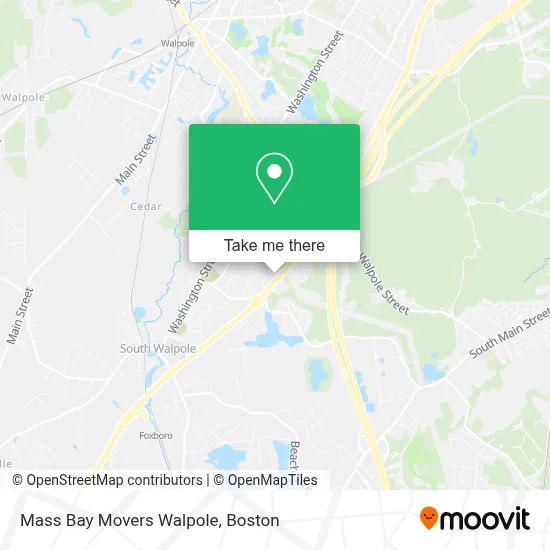 Mass Bay Movers Walpole map