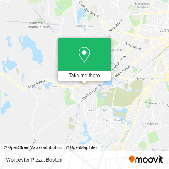 Worcester Pizza map