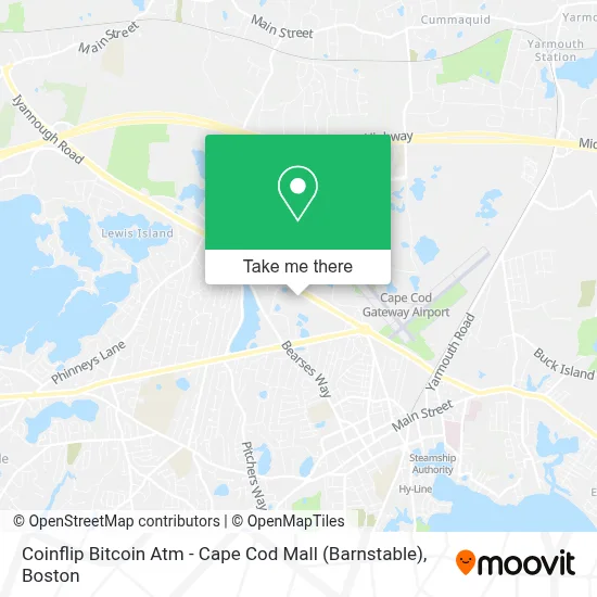Coinflip Bitcoin Atm - Cape Cod Mall (Barnstable) map
