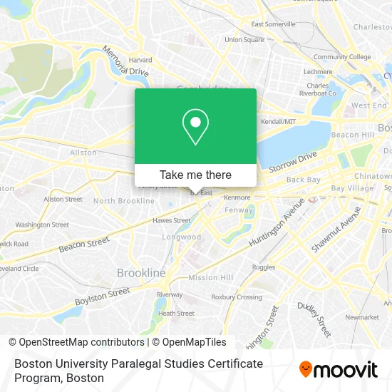 Boston University Paralegal Studies Certificate Program map