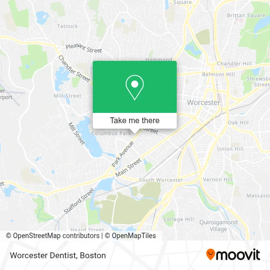 Worcester Dentist map