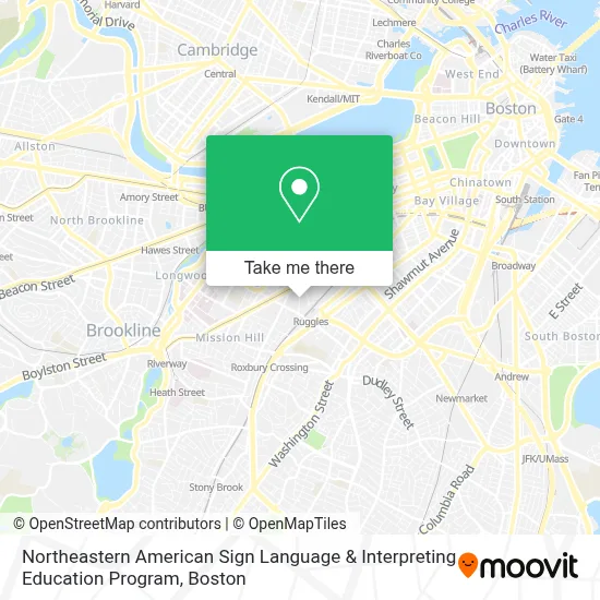 Northeastern American Sign Language & Interpreting Education Program map