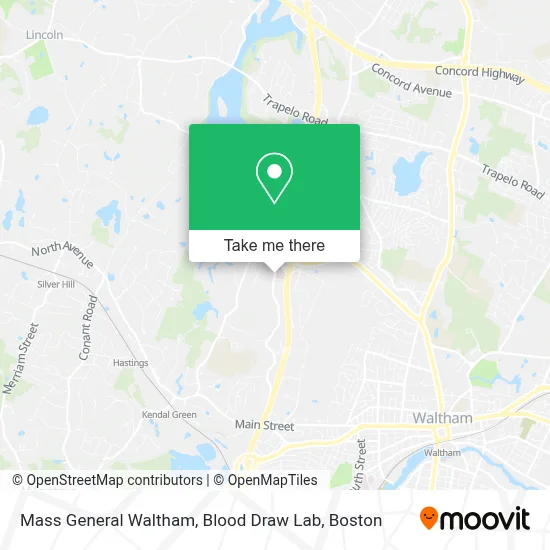 Mass General Waltham, Blood Draw Lab map
