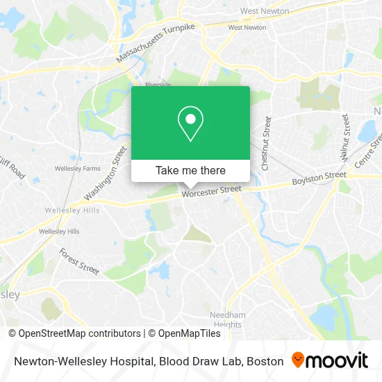 Newton-Wellesley Hospital, Blood Draw Lab map