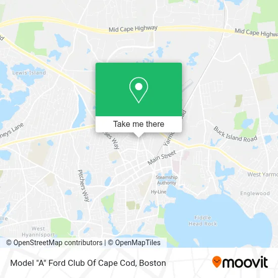 Model "A" Ford Club Of Cape Cod map