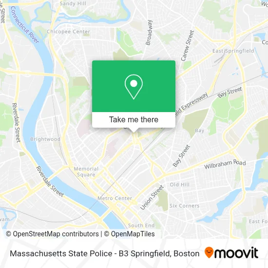 Massachusetts State Police - B3 Springfield map